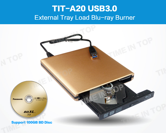 Golden Aluminum USB3.0 External Blu ray burner UJ260,Model:TIT-A20-B